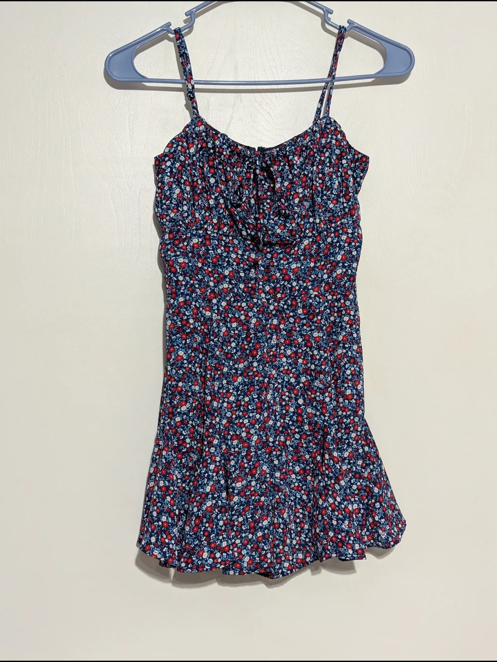 Blue Rain Navy Floral Spaghetti Strap Dress with Red & Light Blue Flowers